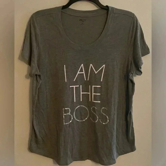 ZELOS‎ Curvy Women’s Hyper Opulence Gray Plus Size 2X I AM THE BOSS - Picture 1 of 4